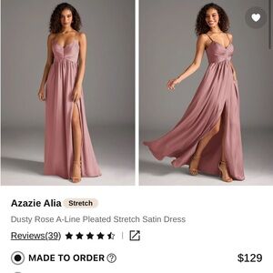 Azazie Alia Stretch Satin Stretch Gown in Rosette